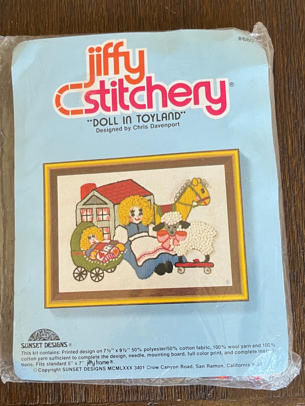 Vintage Jiffy Crewel Embroidery Kit | Doll in Toyland | Little Girl Toys | NEW